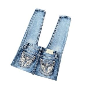 MISS ME Straight Leg Jeans with Back Embroidery, Size 25